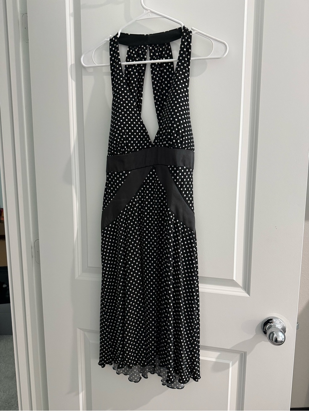 Speechless Black & White Polka Dot Halter Dress - Size M